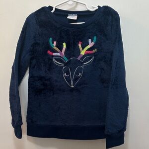 Jumping Beans Navy Sweater with Multicolor Antlers Size 5